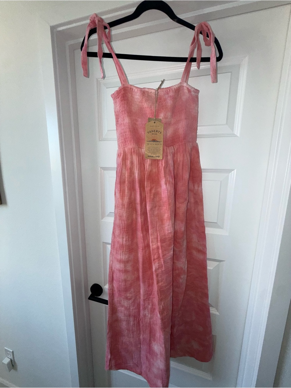 NWT Faherty Organic Cotton Dune Ella Coral Skies Tie Dye Maxi Dress size XS